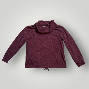 Loveappella Burgundy Cowl Neck Top